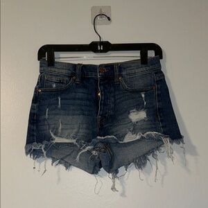 Celebrity Pink Blue Distressed Jean Shorts
